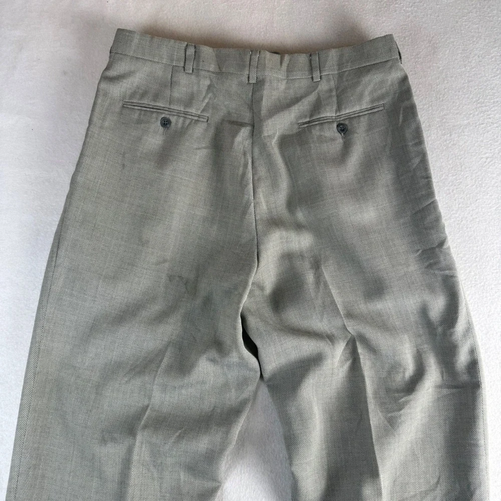 Slates Mens Pleated Dress Pants Gray Wool Blend Cuffed Trousers 36x34